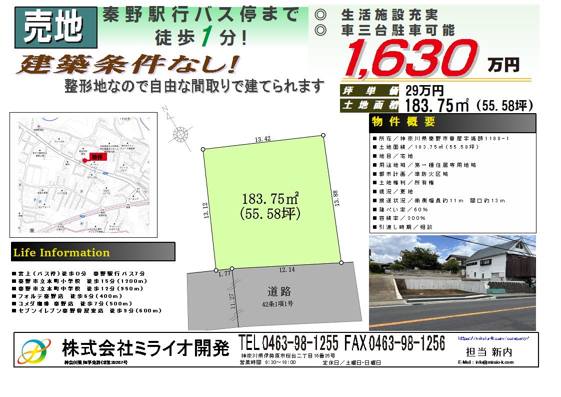 秦野市曽屋 土地 イメージ